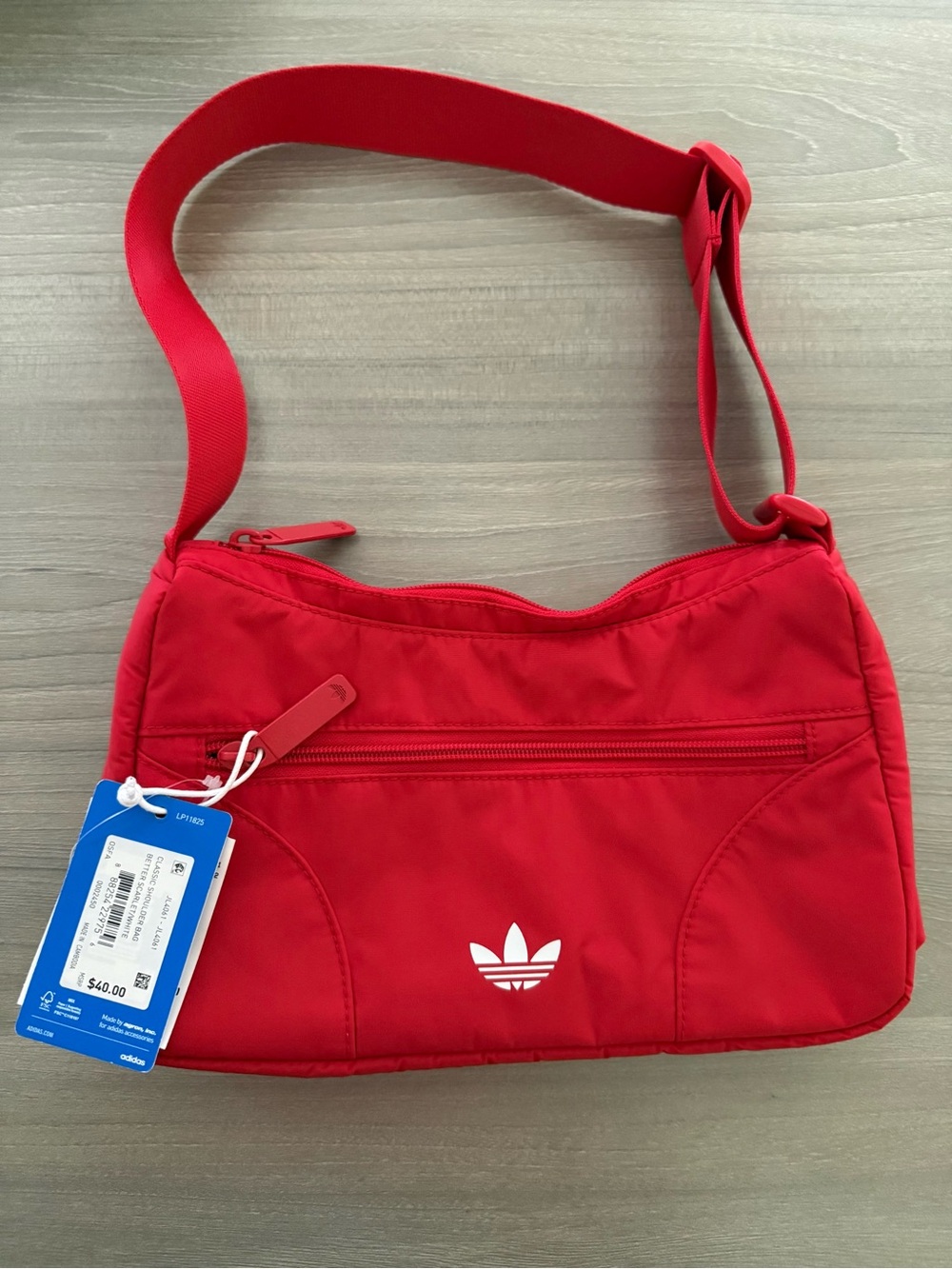 NWT adidas Originals Classic Shoulder Bag Better Scarlet Red White $40
